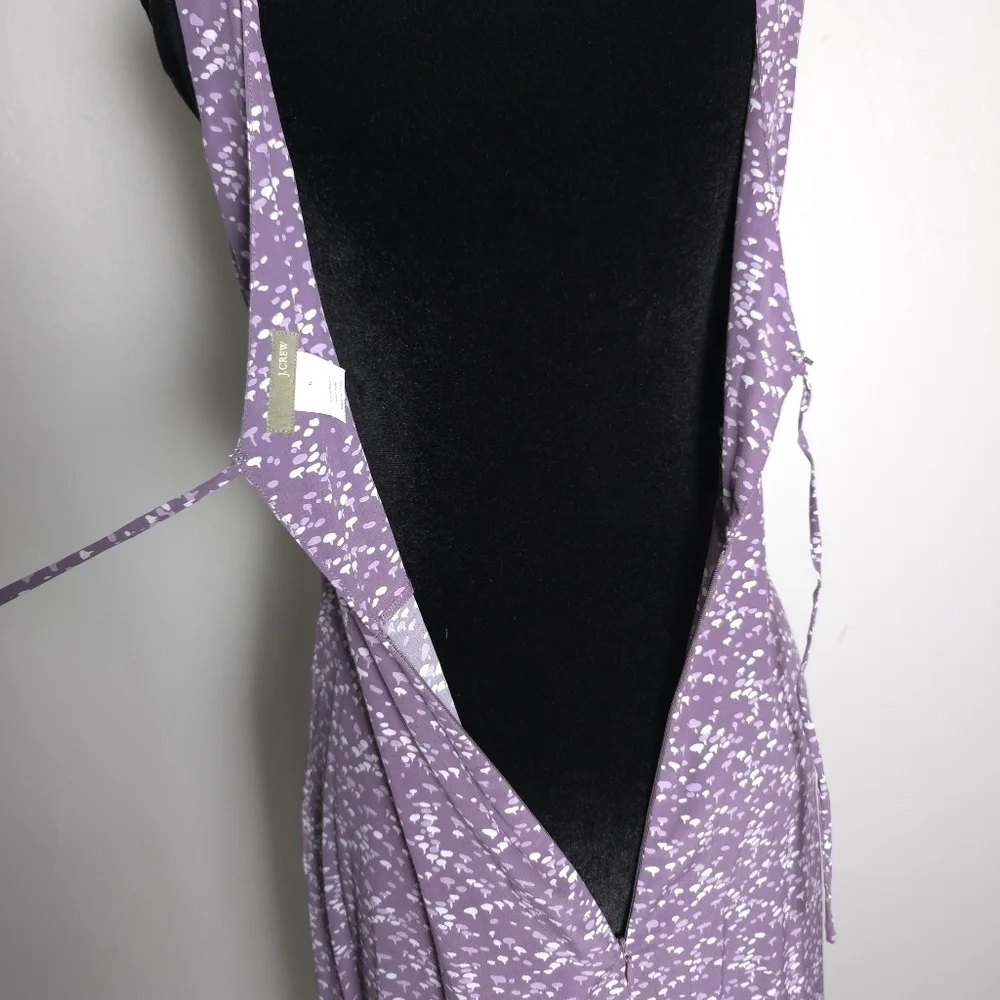 J. Crew Printed Rayon Purple Tie Back Dress Size 6